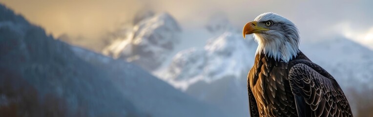 Obraz premium An eagle in a front of the mountains