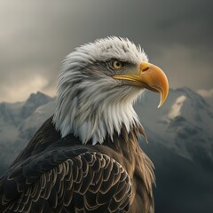 Obraz premium An eagle in a front of the mountains