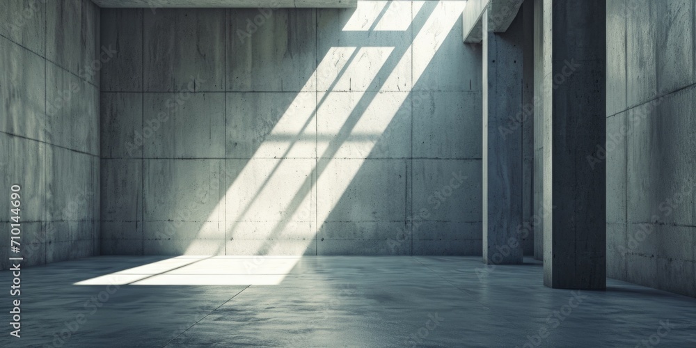 Poster a room with concrete walls and a window. suitable for architectural or industrial concepts