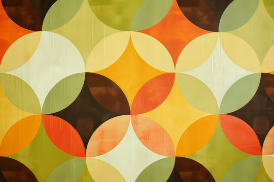 Overlapping circles 1970s interior wallpaper, surface material texture