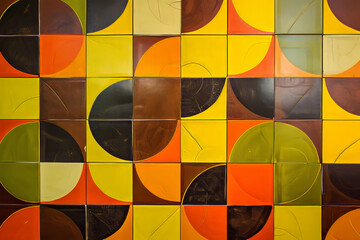 Fototapeta premium Circle geometric 1970s interior wallpaper, surface material texture