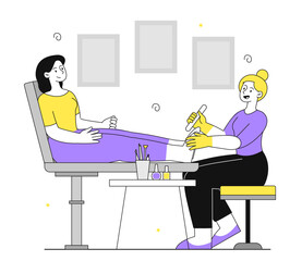 Pedicure woman vector linear