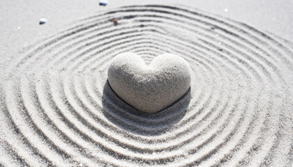 Fototapeta na wymiar Love symbol, heart shape stone on tranquil coastline generated by AI