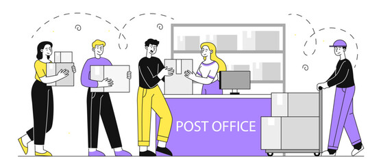 Post office scene vector linear