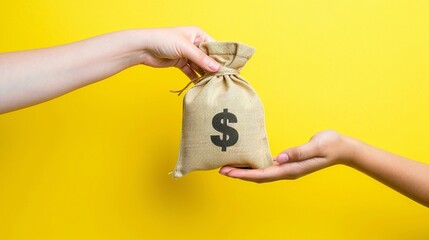 person holding a bag with money - obrazy, fototapety, plakaty