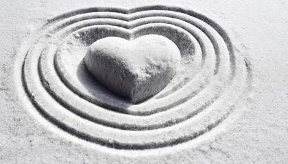 Fototapeta na wymiar Love symbol in nature, heart shaped stone on beach generated by AI