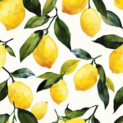 Yellow lemons pattern on white background