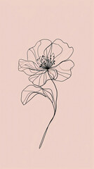 Sketchbook Blossoms: Delicate Flowers Artfully Drawn in Sketch Style, Set Against a Soft Pink Background
