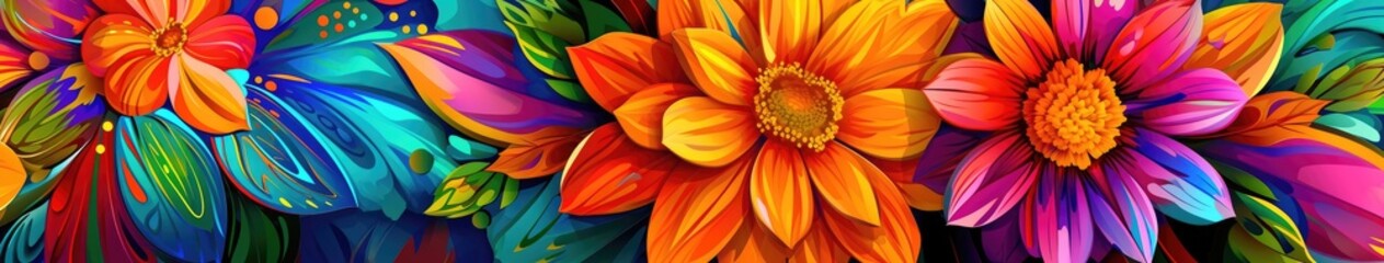 Colorful flower background with large flower - obrazy, fototapety, plakaty