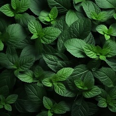 Background made of mint leaves and green leaves, 3D effects,flat lay,nature 