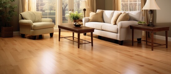 Fototapeta na wymiar Installing laminate flooring at home.