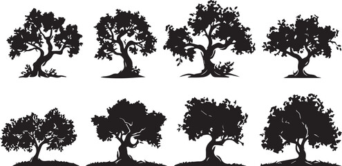 Set Trees. Hand drawn vector illustration