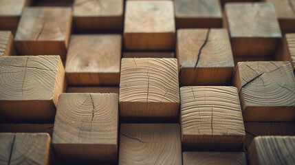 full picture of wooden blocks aligned