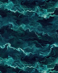 Fototapeta na wymiar Green waves seamless pattern background