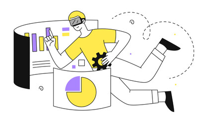 VR statistics man vector linear