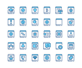 Tablet icons set. Vector line icons. Blue color outline stroke symbols. Modern concepts