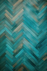 Aquamarine oak wooden floor background. Herringbone pattern parquet backdrop