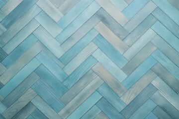 Aquamarine oak wooden floor background. Herringbone pattern parquet backdrop
