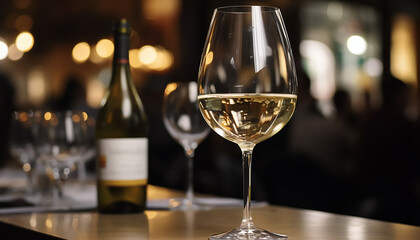 Luxury celebration, wineglass reflects elegance and romance, generated by AI