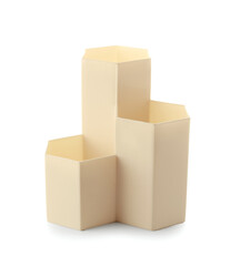 Empty stationery holder on white background