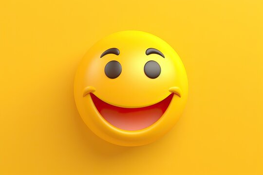 Yellow smile emoji in 3D rendering.