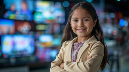 I'm the future, I'm a news anchor hispanic girl, children future career tv news