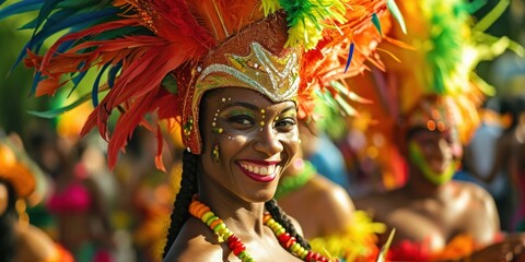 Brazilian Carnival with samba dancers and vibrant costumes