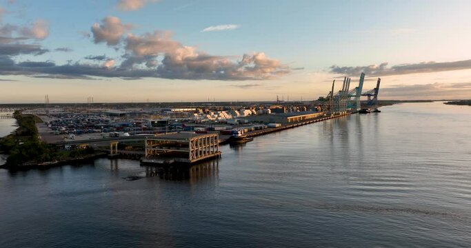 Aerial view of the Blount Island Marine Terminal in Jacksonville, FL.