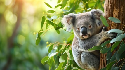 Obraz premium Koala perched on a tree branch