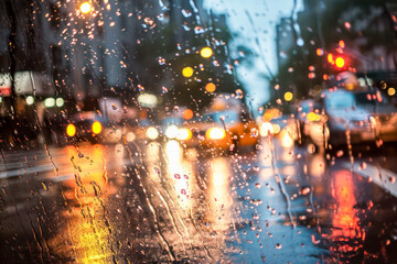 Rainy weather in the city