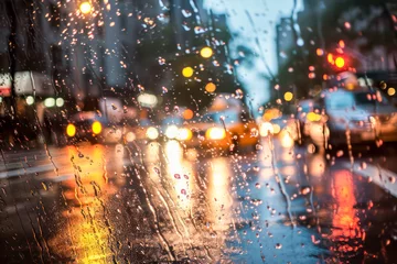 Photo sur Plexiglas TAXI de new york Rainy weather in the city