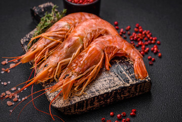 Tiger shrimp or langoustine boiled with spices and salt