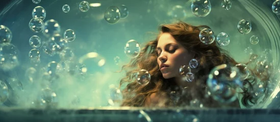 Foto op Aluminium Woman bath in bubbles. © AkuAku