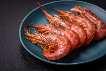 Tiger shrimp or langoustine boiled with spices and salt