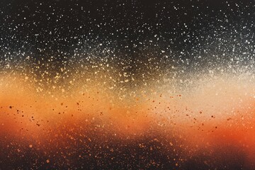 Fototapeta na wymiar Abstract splatter with a gradient from black through gold to red, resembling a cosmic starry explosion or a fiery nebula.