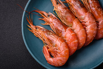 Tiger shrimp or langoustine boiled with spices and salt