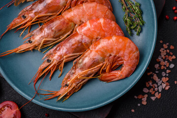 Tiger shrimp or langoustine boiled with spices and salt