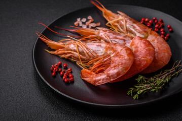 Tiger shrimp or langoustine boiled with spices and salt