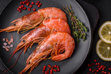 Tiger shrimp or langoustine boiled with spices and salt