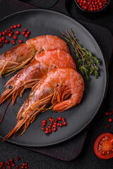 Tiger shrimp or langoustine boiled with spices and salt