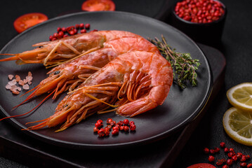 Tiger shrimp or langoustine boiled with spices and salt