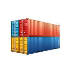 Cargo Containers on a Ship.. Isolated on a Transparent Background. Cutout PNG.