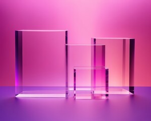 Acrylic Glass Blocks on Pink Gradient Background