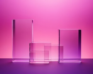 Acrylic Glass Blocks on Pink Gradient Background