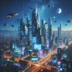 Obraz premium Future city at night