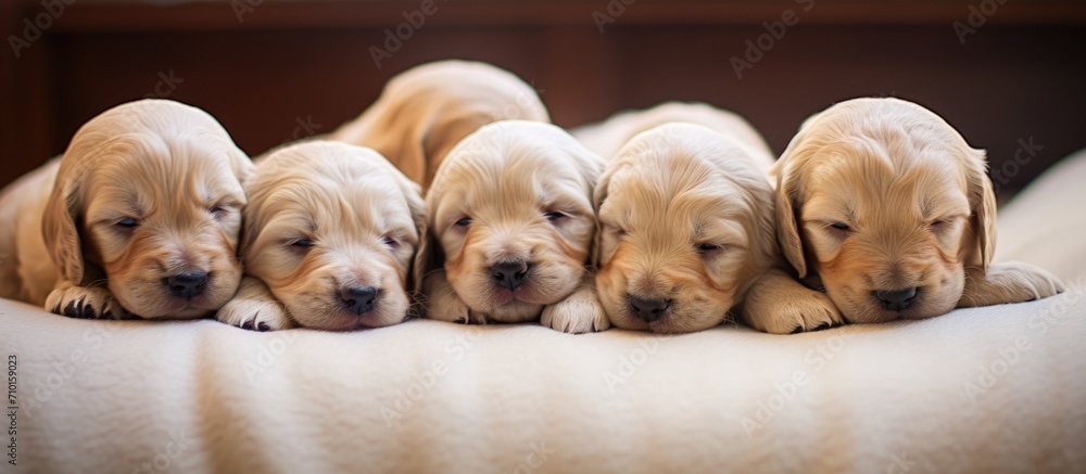 Poster American Cocker Spaniel puppies that are newly born.