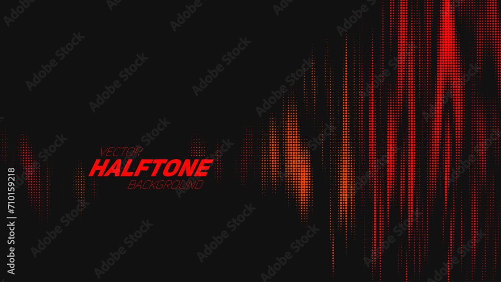 Poster abstract vector torn red halftone sound wave. scrathed dotted texture element.