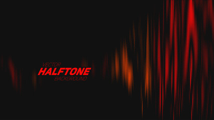 Abstract vector torn red halftone sound wave. Scrathed dotted texture element.