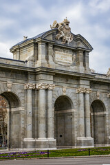Alcala Gate (Puerta de Alcala, 1778) - Neo-classical monument in Independence Square (Plaza de la Independencia) in Madrid, Spain.