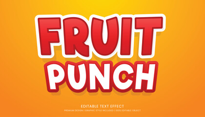 fruit punch editable 3d text effect template bold typography and abstract style drinks logo and brand